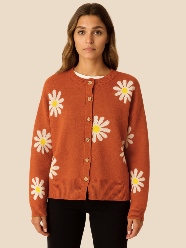 Indiana | Daisy Print Cardigan til Kvinder