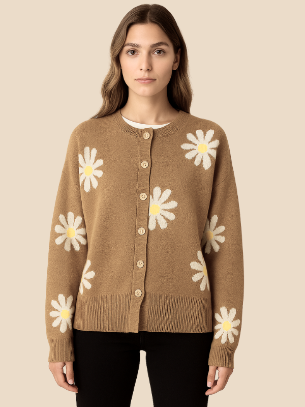 Indiana | Daisy Print Cardigan til Kvinder