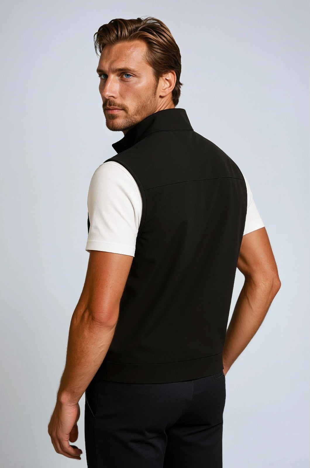 Oliver – Herre Casual Ståkrave Vest Sort
