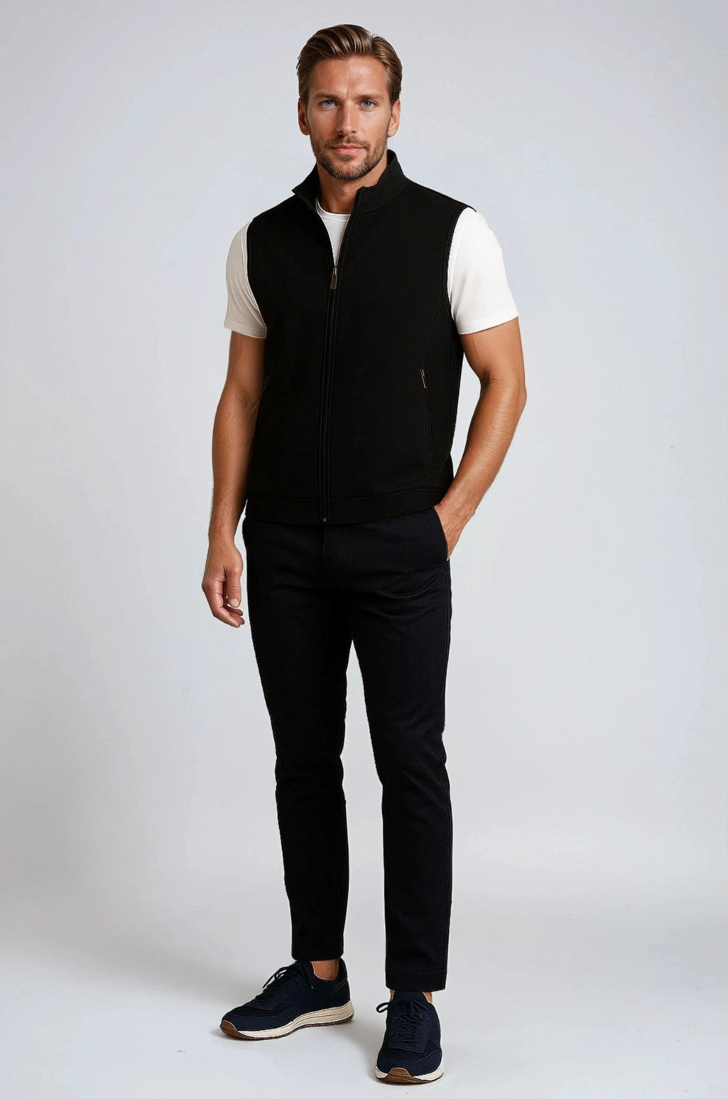 Oliver – Herre Casual Ståkrave Vest Sort