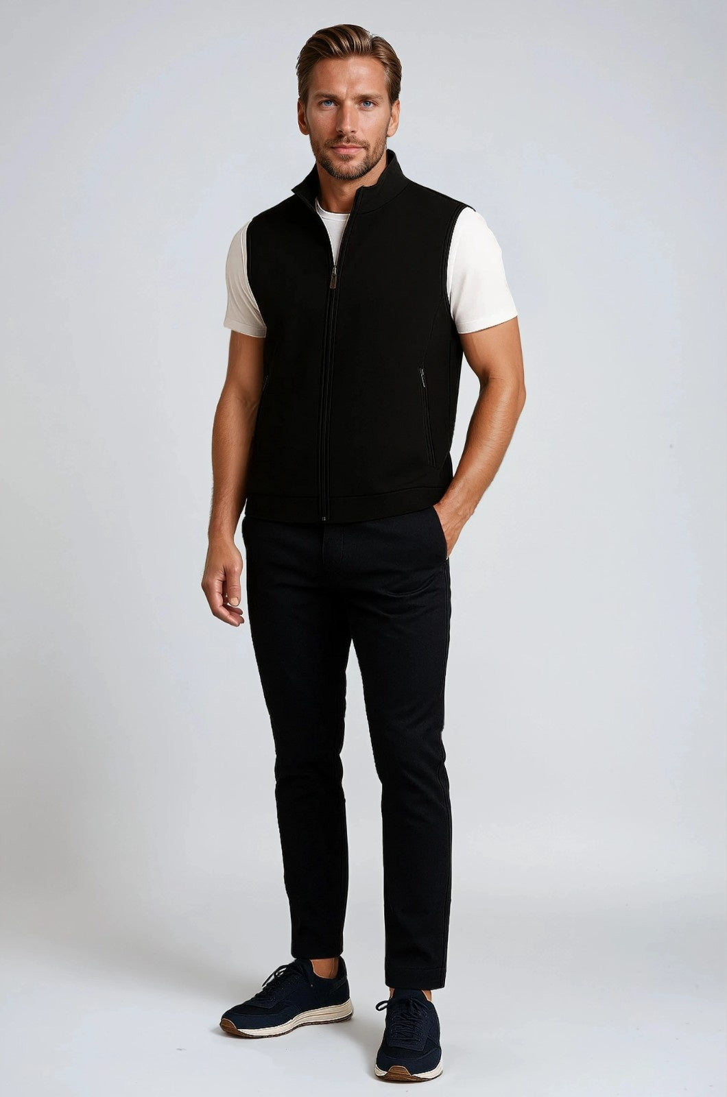 Oliver – Herre Casual Ståkrave Vest Sort