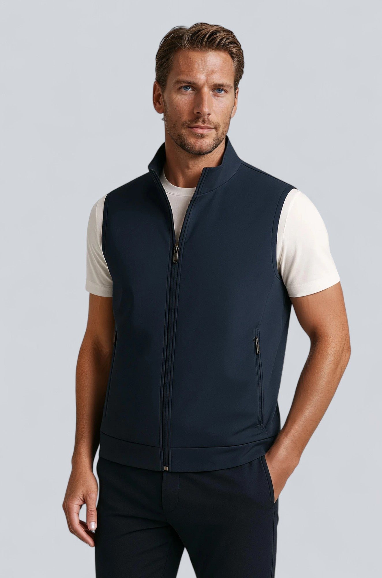 Noah – Herre Casual Ståkrave Vest Marineblå