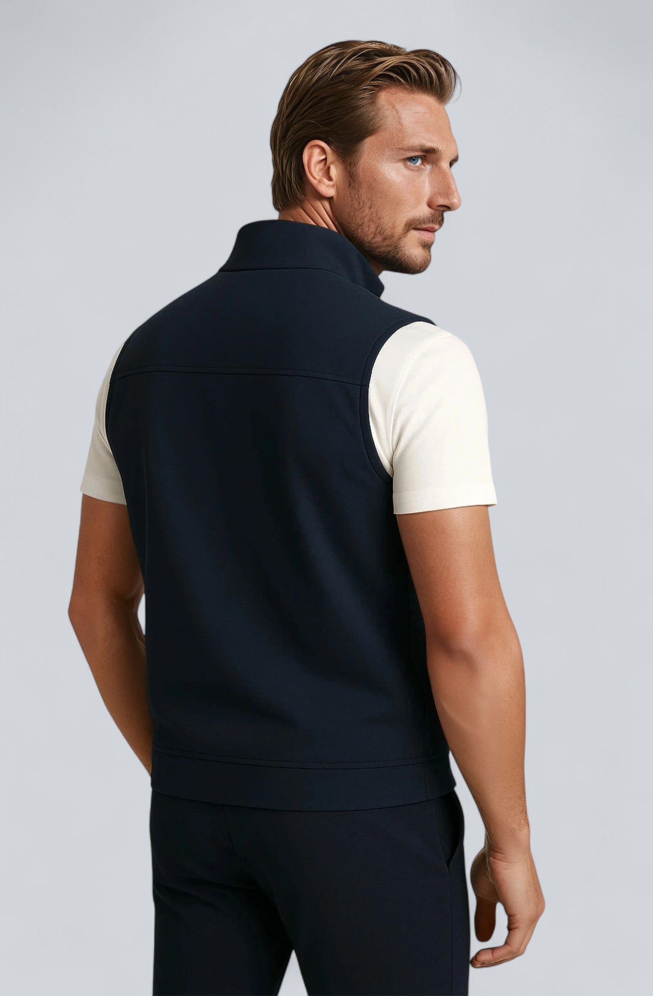 Noah – Herre Casual Ståkrave Vest Marineblå